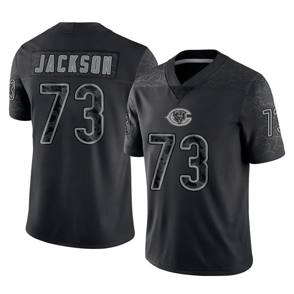 C.Bears #73 Jonah Jackson Player Black REFLECTIVE Limited Game Jdoa Stitched Jerseys