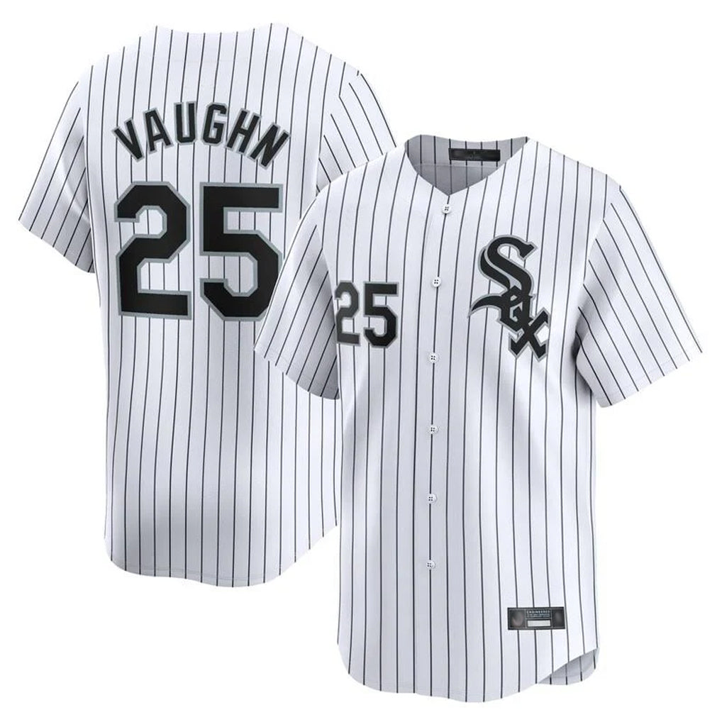 C.White Sox #25 Andrew Vaughn Player White Stripe Limited Home Jdoa Stitched Jerseys