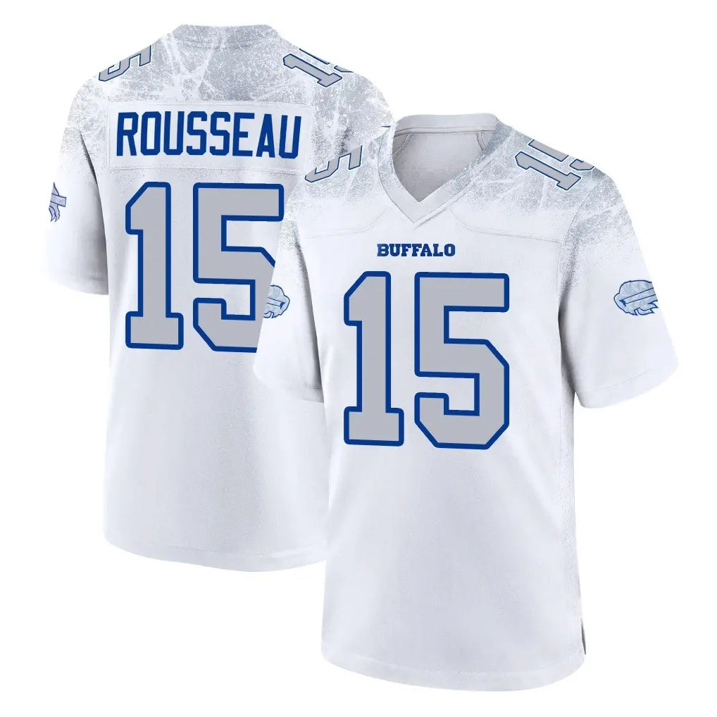 B.Bills #15 Greg Rousseau Player White Rivalries Collection Game Jdoa Stitched Jerseys