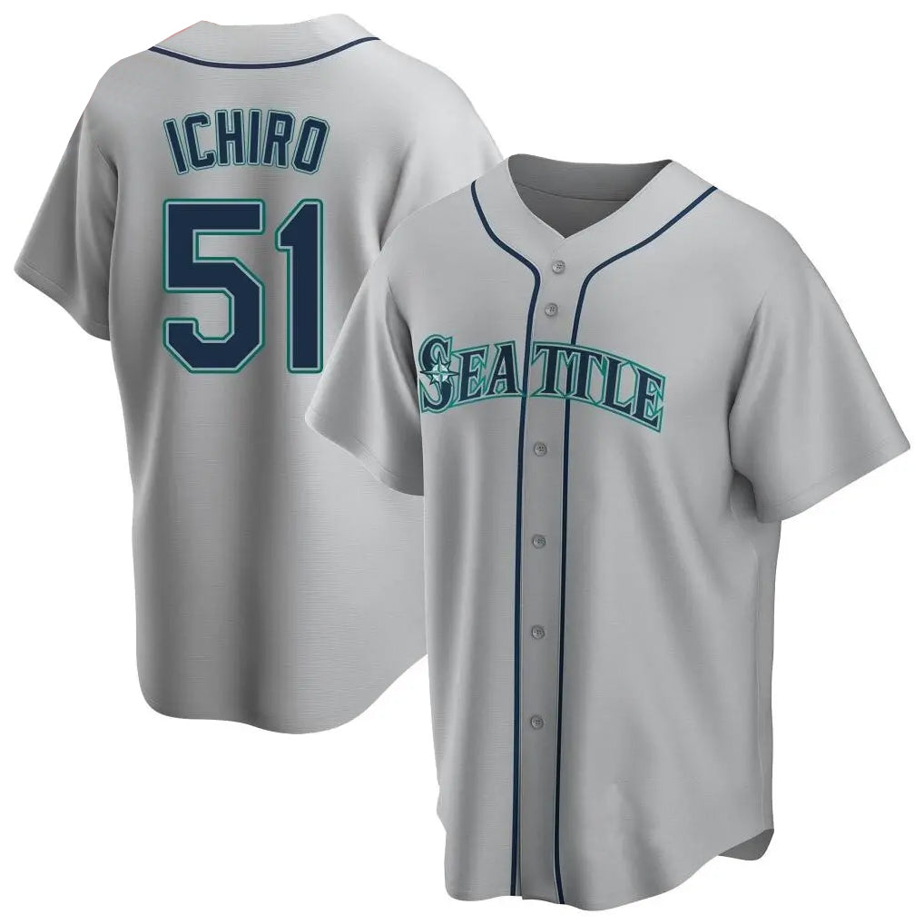 S.Mariners #51 Ichiro Suzuki Player Gray Home Game Jdoa Stitched Jerseys