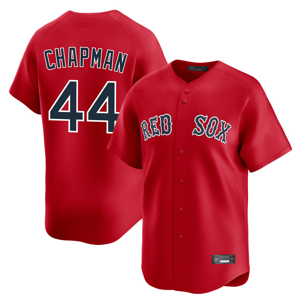 B.Red Sox #44 Aroldis Chapman Player Red Limited Home Game Jdoa Stitched Jerseys