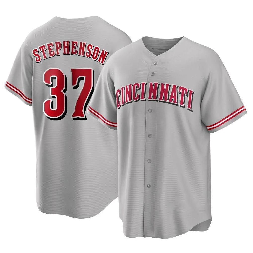 C.Reds #37 Tyler Stephenson Player Gray Home Game Jdoa Stitched Jerseys