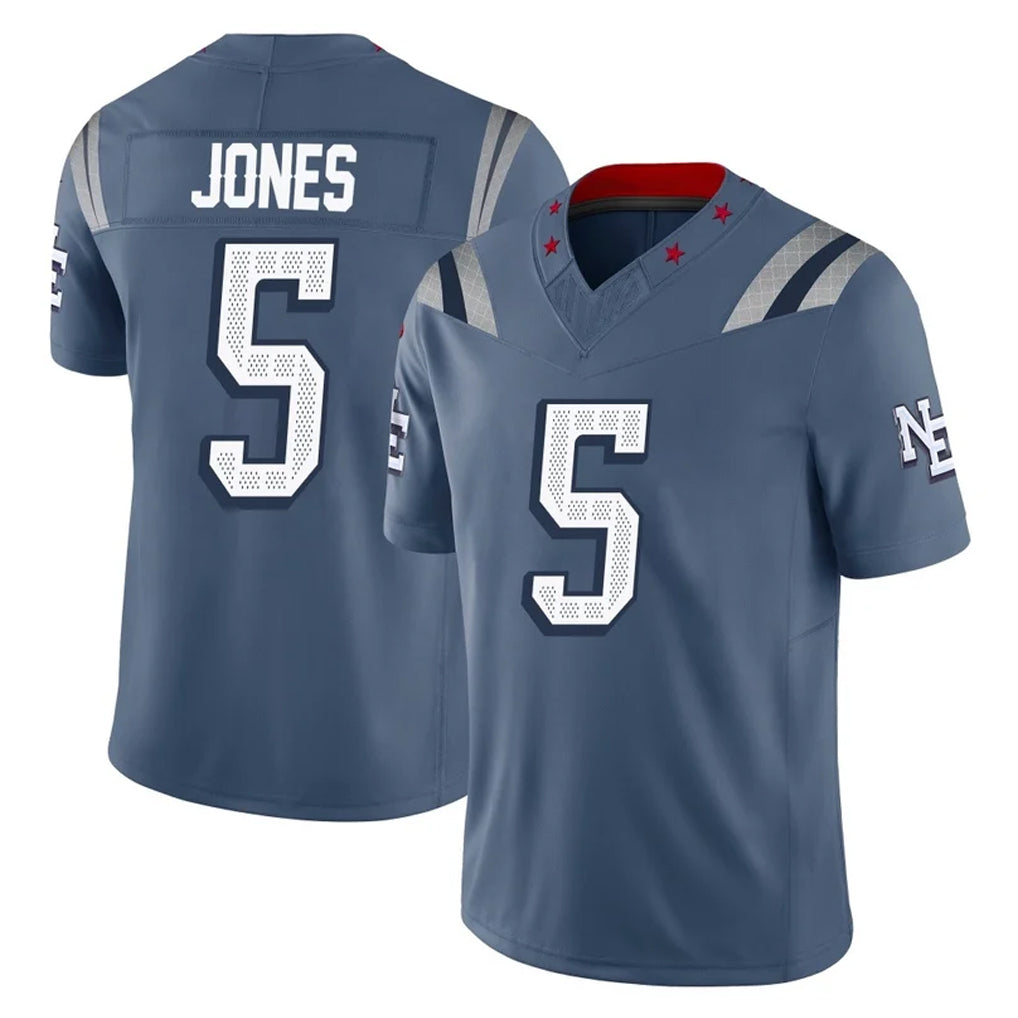 NE.Patriots #5 Dre'Mont Jones Player Blue Limited Rivalries Collection Home Game Jdoa Stitched Jerseys