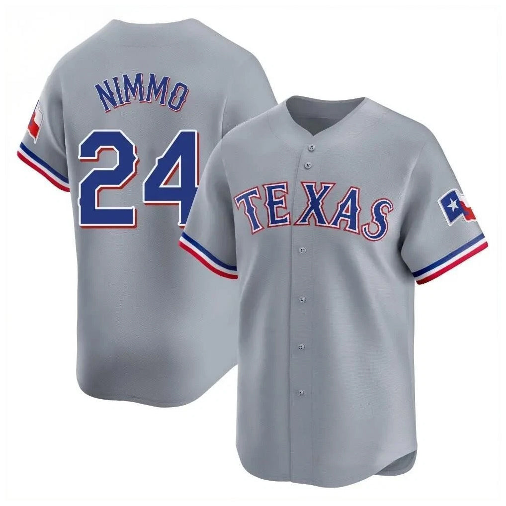 T.Rangers #24 Brandon Nimmo Player Gray Home Limited Jdoa Stitched Jerseys