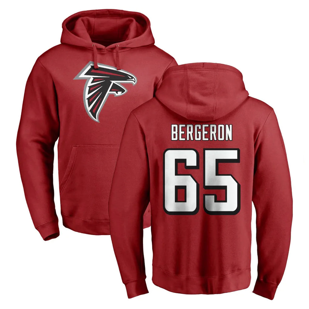 A.Falcons #65 Matthew Bergeron Player Red Pullover Hoodies Home Game Jdoa Stitched Jerseys