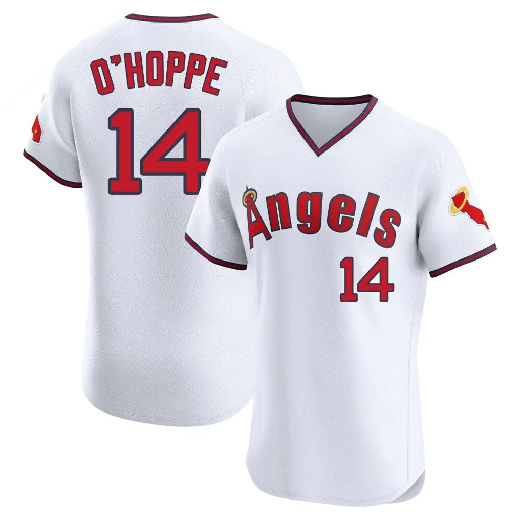 LA.Angels #14 Logan O'Hoppe Player White T-shirt Home Limited Elite Jdoa Stitched Jerseys
