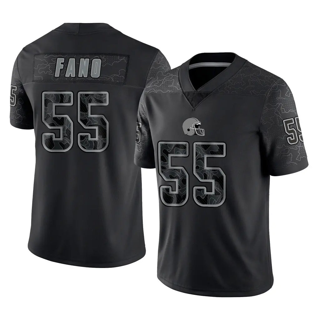 C.Browns #55 Spencer Fano Player Black Reflective Home Game Jdoa Stitched Jerseys