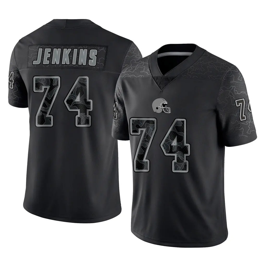 C.Browns #74 Elgton Jenkins Player Black Reflective Home Game Jdoa Stitched Jerseys