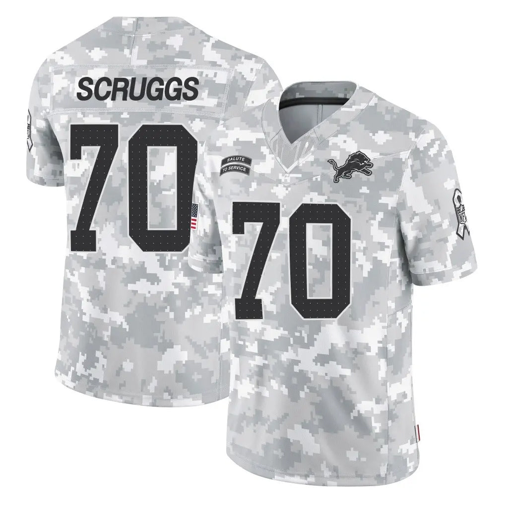 D.Lions #70 Juice Scruggs Player Arctic Camo Salute To Service Limited Jdoa Stitched Jerseys