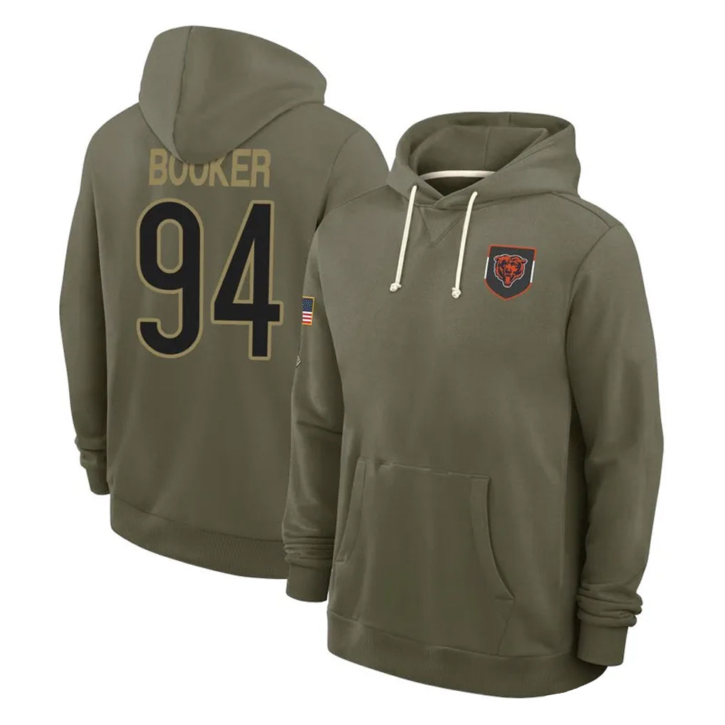 C.Bears #94 Austin Booker Player Olive Salute to Service Pullover Hoodies Limited Jdoa Stitched Jerseys