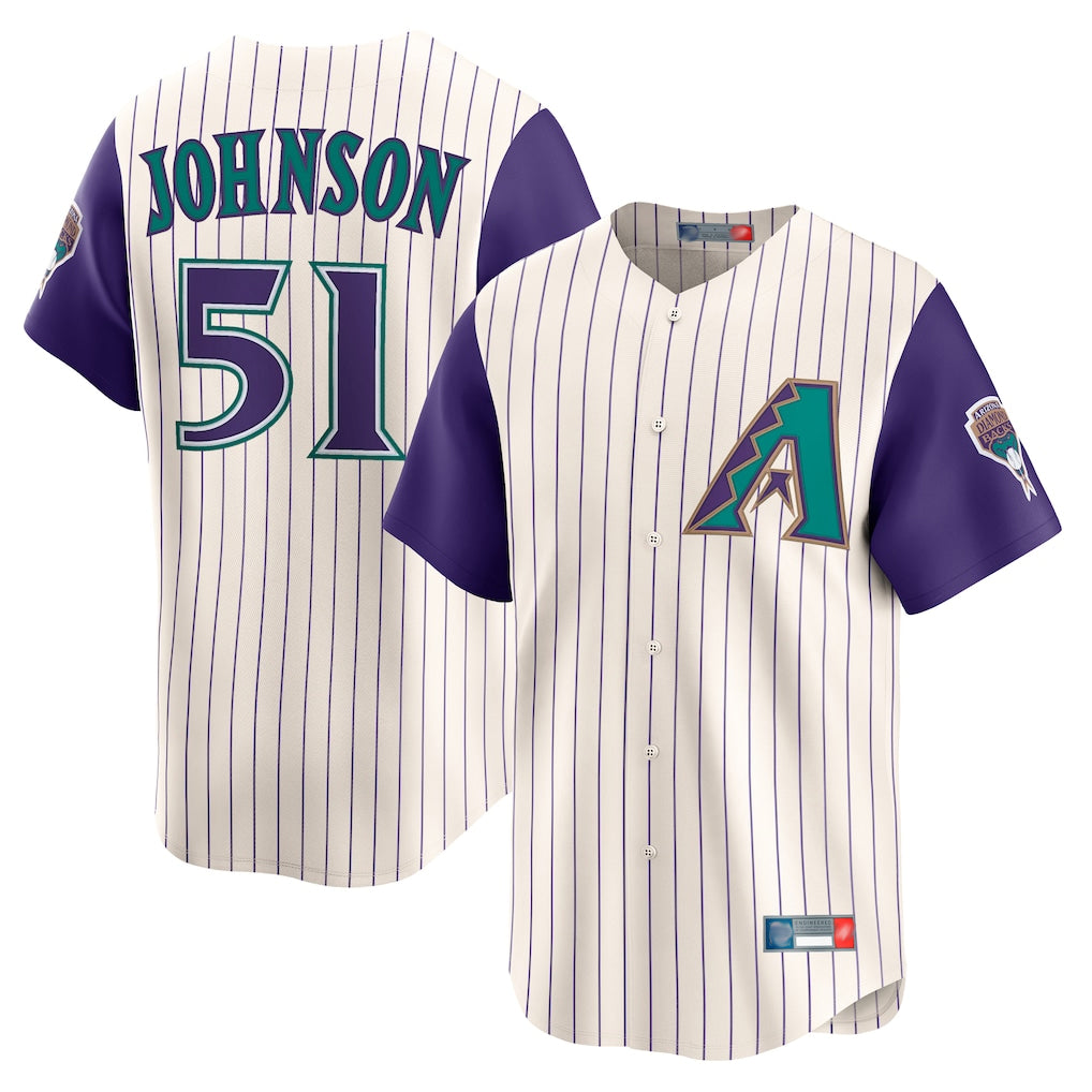 A.Diamondbacks #51 Randy Johnson Player Cream Throwback Cooperstown Collection Limited Jdoa Stitched Jerseys
