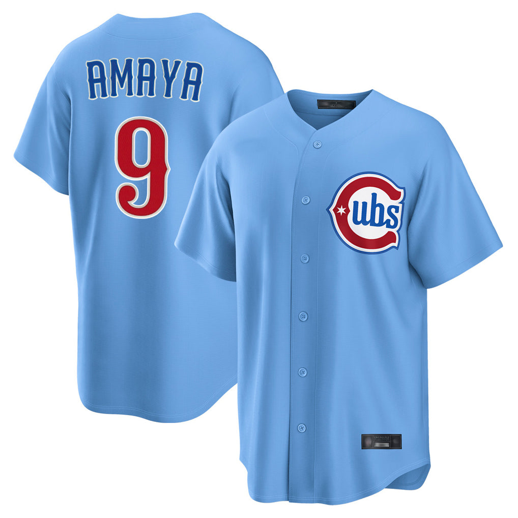C.Cubs #9 Miguel Amaya Player Light Blue Home Game Jdoa Stitched Jerseys