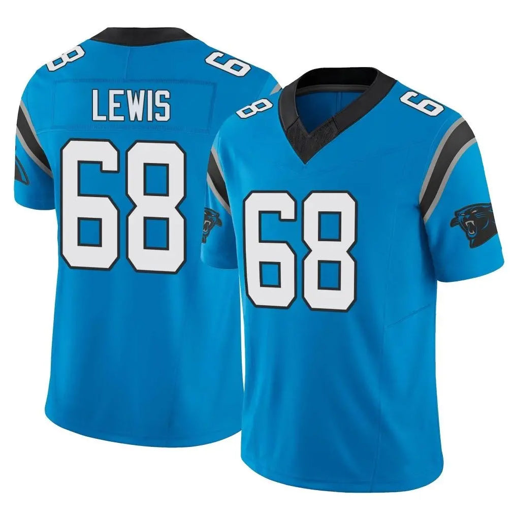 C.Panthers #68 Damien Lewis Player Blue Vapor F.U.S.E. Limited Home Game Jdoa Stitched Jerseys