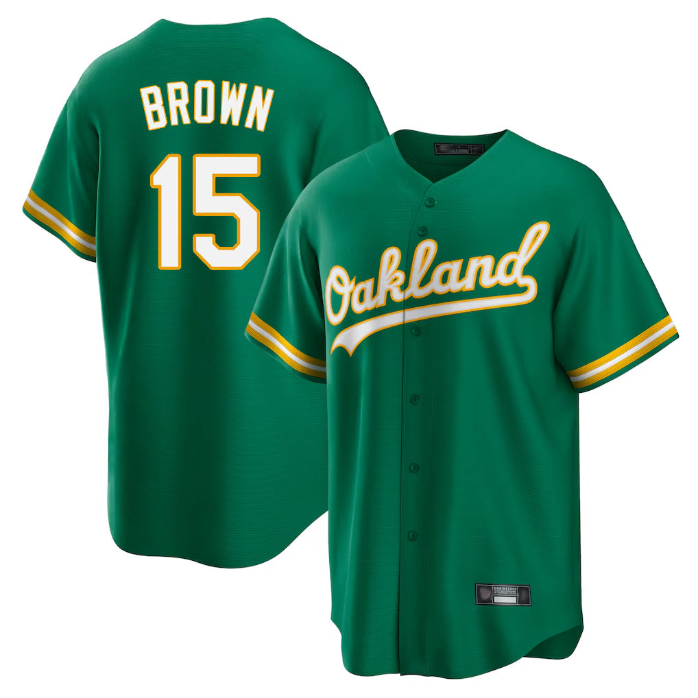 Athletics #15 Seth Brown Player Kelly Green Home Game Jdoa Stitched Jerseys