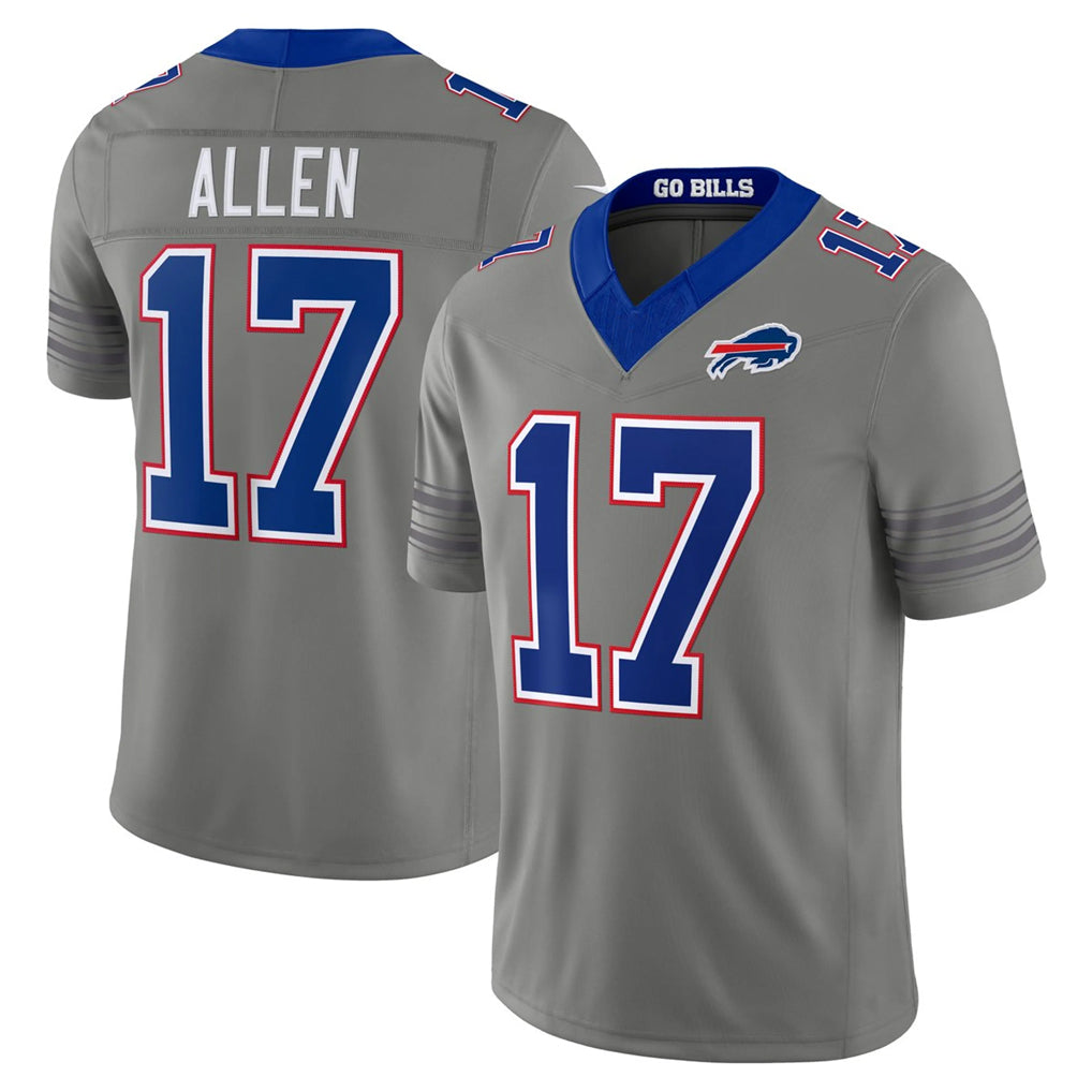 B.Bills #17 Josh Allen Player Gray Nickel City Limited Home Game Jdoa Stitched Jerseys