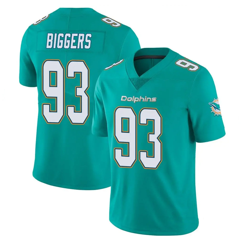M.Dolphins #93 Zeek Biggers Player Aqua Limited Vapor Untouchable Home Game Jdoa Stitched Jerseys