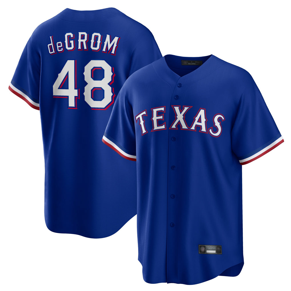 T.Rangers #48 Jacob deGrom Player Royal Home Game Jdoa Stitched Jerseys