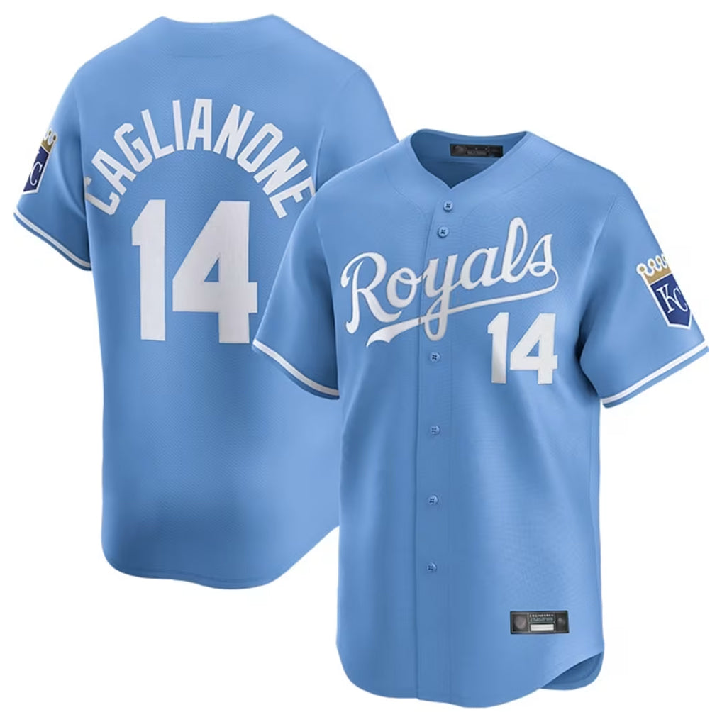 KC.Royals #14 Jac Caglianone Player Light Blue Alt Limited Home Jdoa Stitched Jerseys