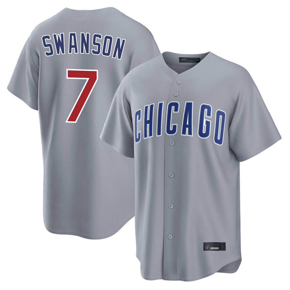 C.Cubs #7 Dansby Swanson Player Gray Home Game Jdoa Stitched Jerseys