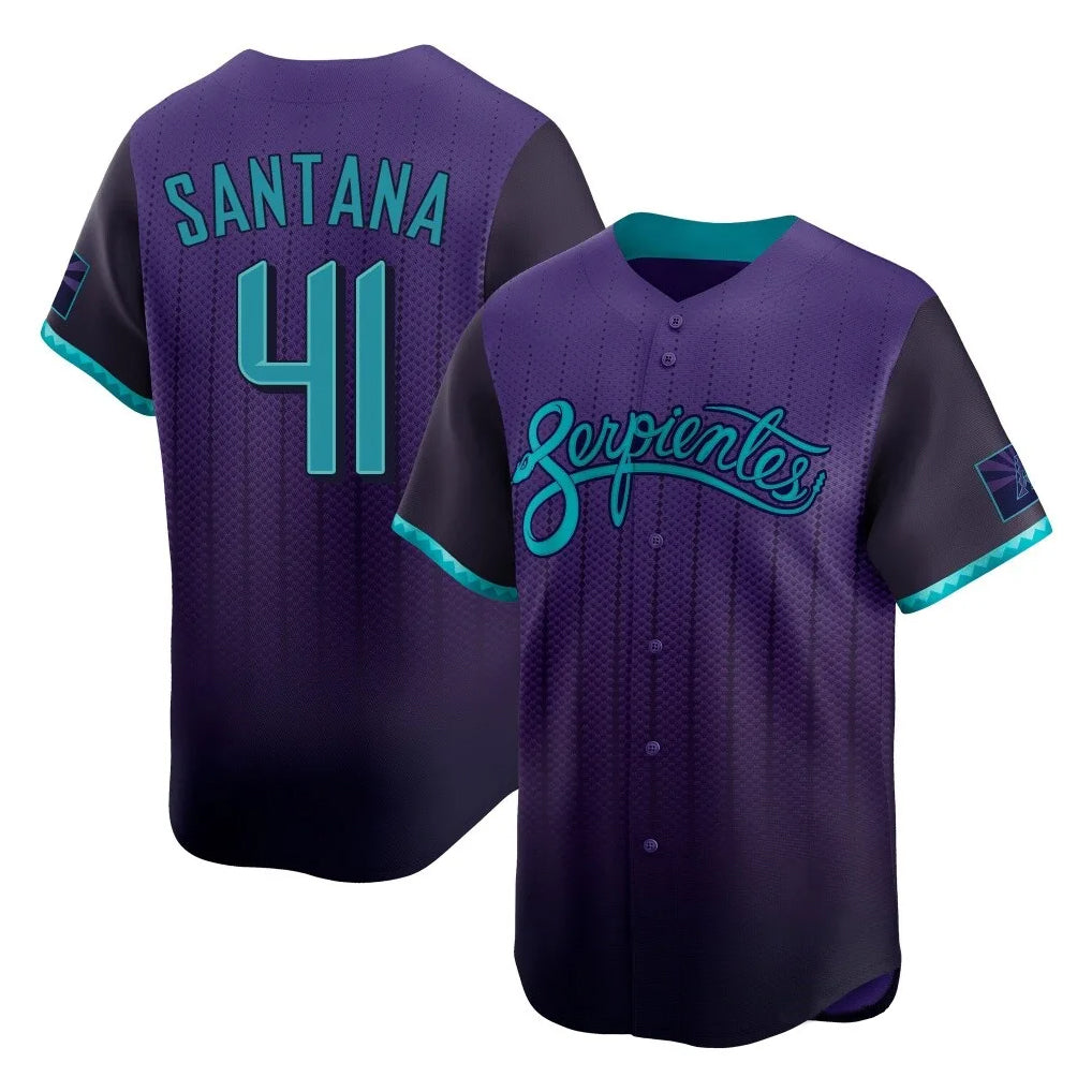 A.Diamondbacks #41 Carlos Santana Player Purple City Connect Limited Home Game Jdoa Stitched Jerseys