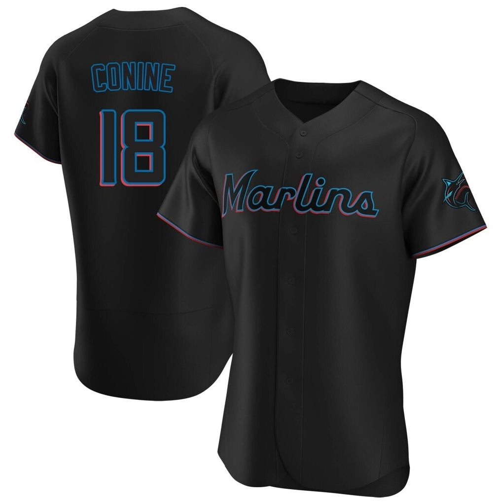 M.Marlins #18 Griffin Conine Player Black Home Limited Elite Jdoa Stitched Jerseys