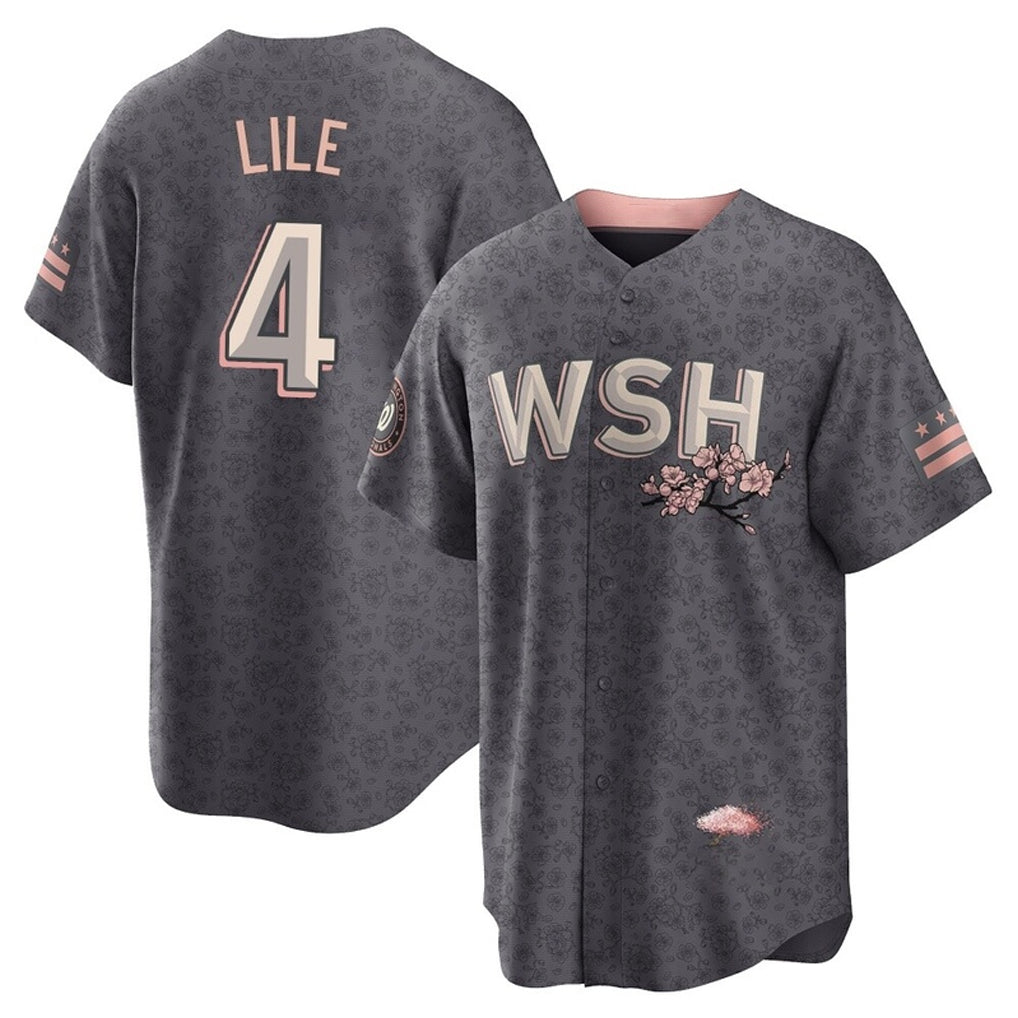 W.Nationals #4 Daylen Lile Player Charcoal City Connect Limited Jdoa Stitched  Jerseys
