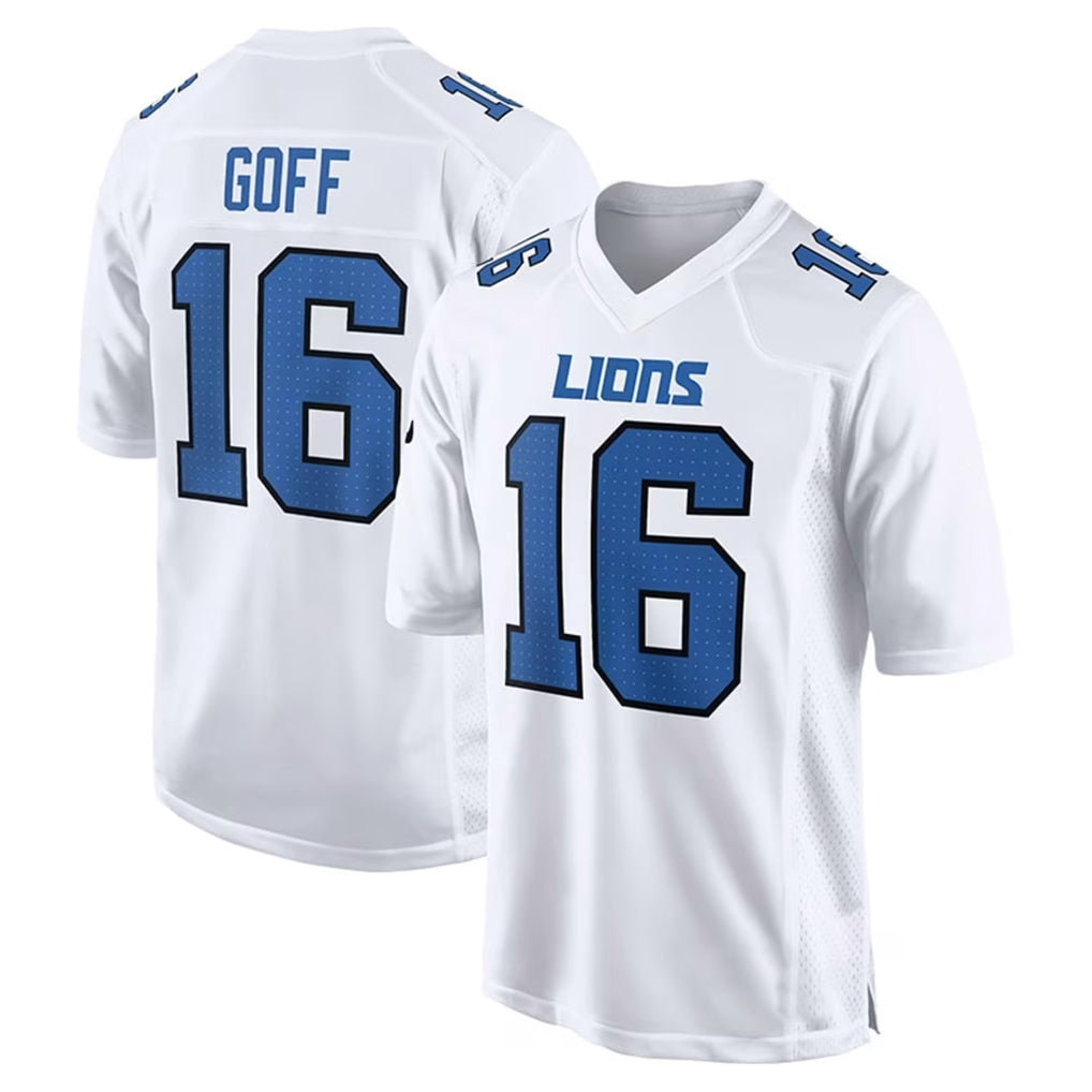 D.Lions #16 Jared Goff Player White Fashion Home Game Jdoa Stitched Jerseys
