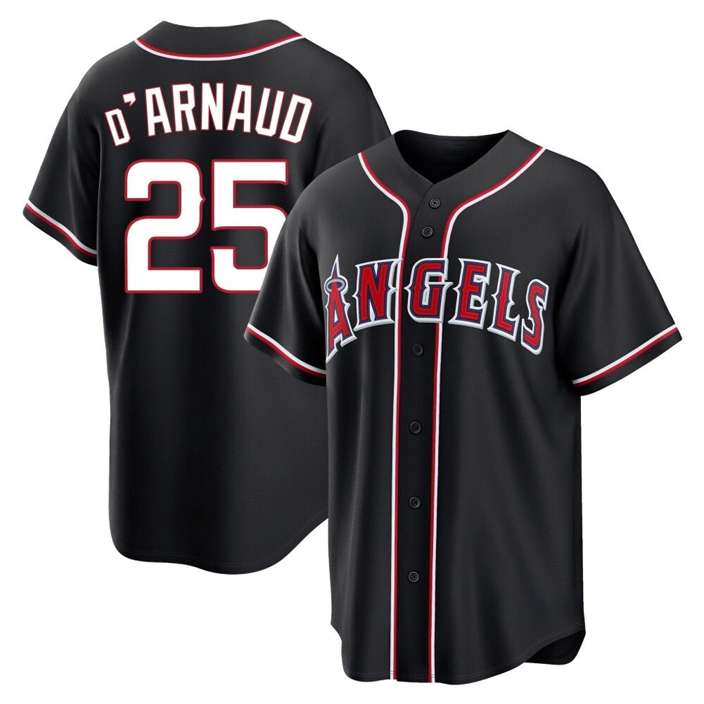 LA.Angels #25 Travis d'Arnaud Player Black Fashion Out Home Game Jdoa Stitched Jerseys