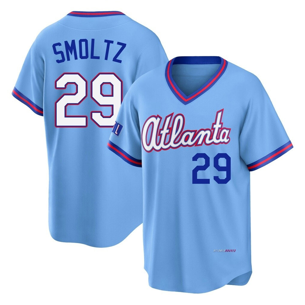 A.Braves #29 John Smoltz Player Powder Blue 2026 City Connect T-shirt Home Game Jdoa Stitched Jerseys