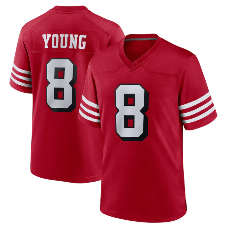 Jdoa #8 Steve Young Player SF.49ers Scarlet Alternate Game Stitched Jerseys