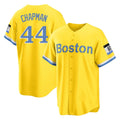 B.Red Sox #44 Aroldis Chapman Player Yellow Home Game Jdoa Stitched Jerseys