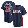 P.Phillies #12 Kyle Schwarber Player Navy USA World Classic Game Limited Jdoa Stitched Jerseys