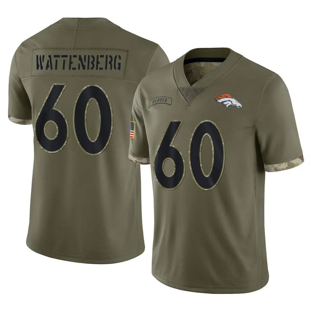 D.Broncos #60 Luke Wattenberg Player Olive Salute To Service Limited Jdoa Stitched Jerseys