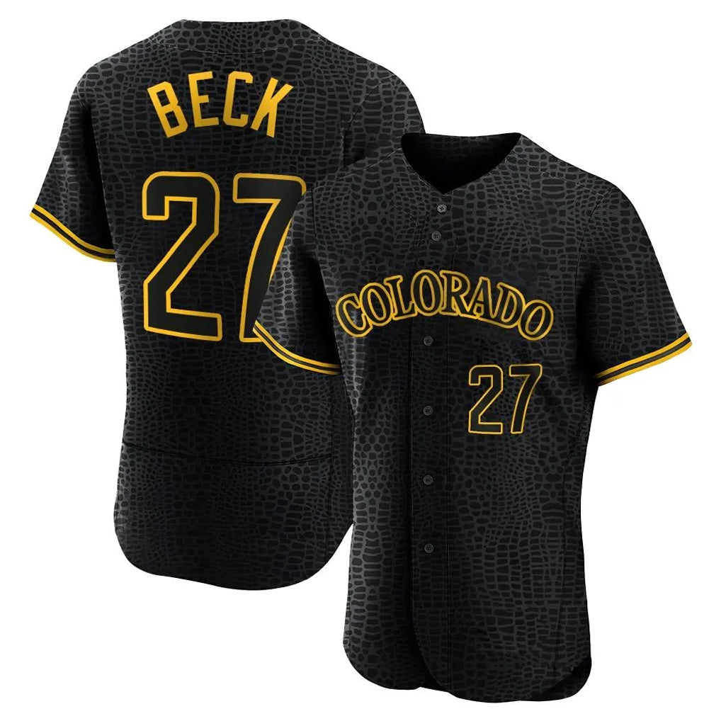 C.Rockies #27 Jordan Beck Player Black Snake Skin City Limited Elite Home Jdoa Stitched Jerseys