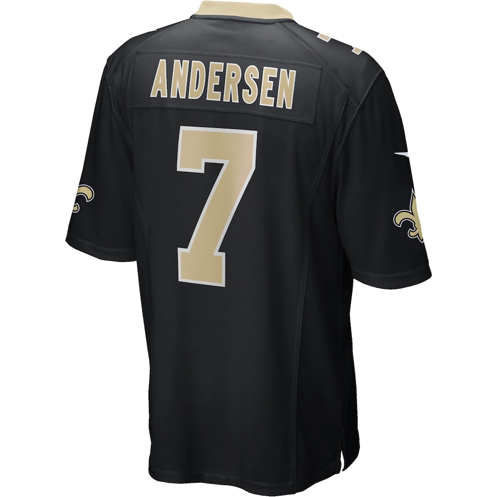 Jdoa NO.Saints #7 Morten Andersen Black Game Retired Player Jersey