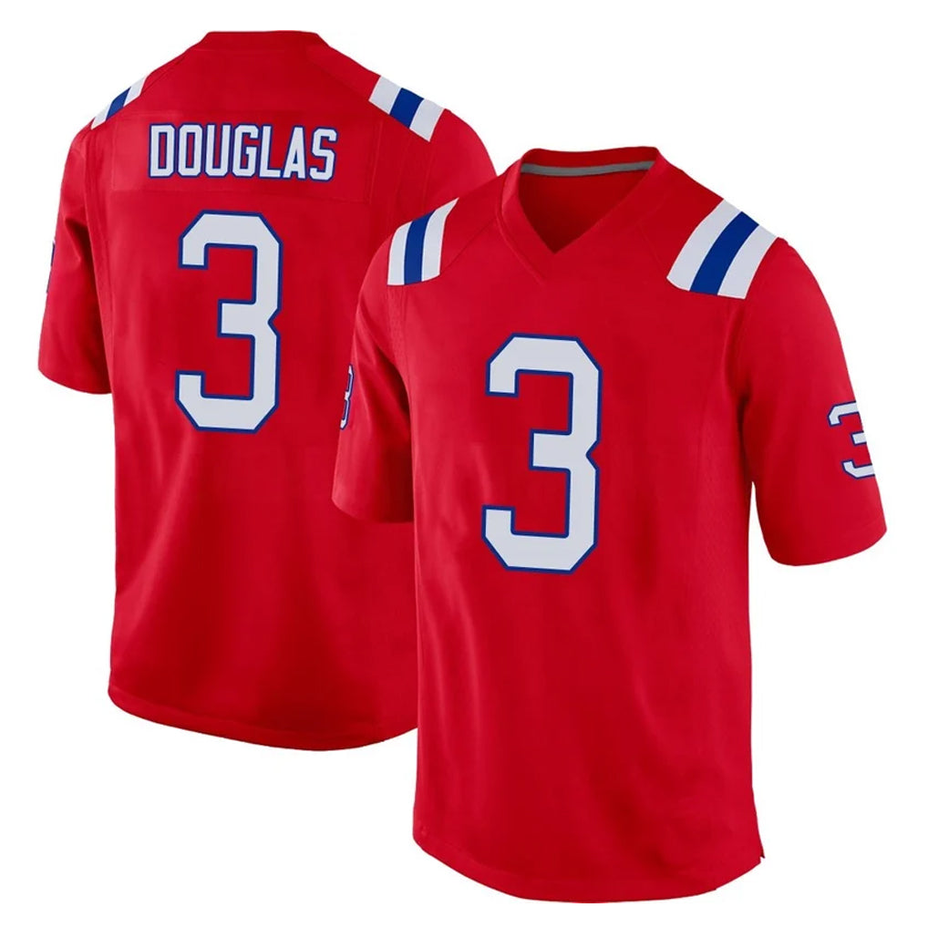 NE.Patriots #3 DeMario Douglas Player Red Home Game Jdoa Stitched Jerseys