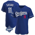LA.Dodgers #11 Roki Sasaki Player Royal World Series Meet Limited Elite Home Jdoa Stitched Jerseys