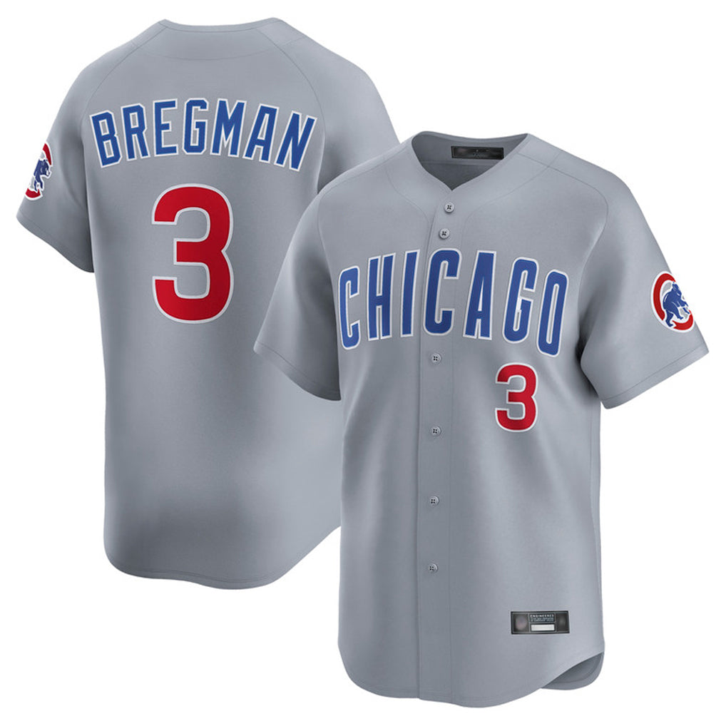 C.Cubs #3 Alex Bregman Player Gray Road Limited Home Jdoa Stitched Jerseys