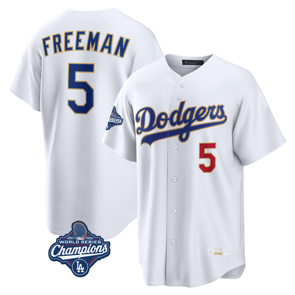 LA.Dodgers #5 Freddie Freeman Player Gold White World Series Meet 2026 Collection Stadium Limited Jdoa Stitched Jerseys