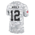 B.Bills #12 Jim Kelly Player Arctic Camo Salute to Service Limited Jdoa Stitched Jerseys
