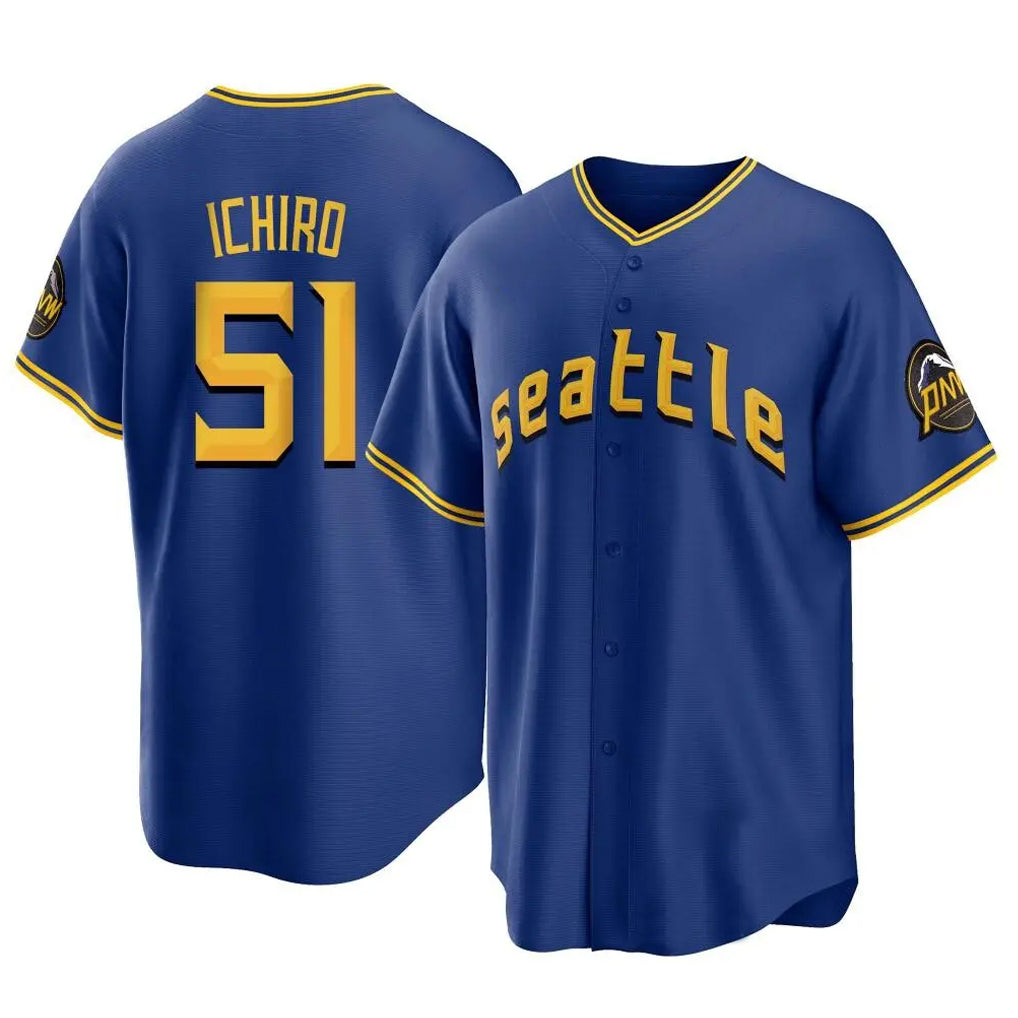 S.Mariners #51 Ichiro Suzuki Player Royal City Connect Home Game Jdoa Stitched Jerseys
