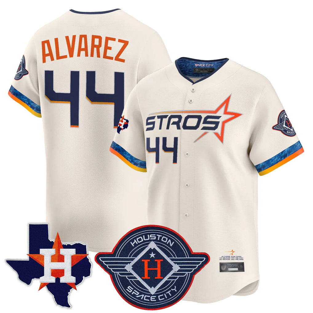 H.Astros #44 Yordan Alvarez Player Cream City Connect Texas Patch Vapor Premier Limited Home Jdoa Stitched Jerseys