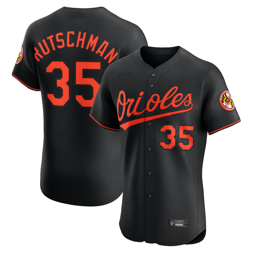 B.Orioles #35 Adley Rutschman Player Black Limited Elite Home Game Jdoa Stitched Jerseys