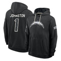 LA.Chargers #1 Quentin Johnston Player 2026 Black Logo Pullover Hoodies Limited Game Stitched Jerseys