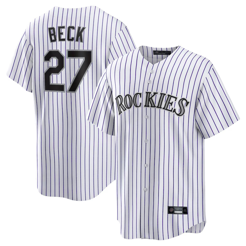 C.Rockies #27 Jordan Beck Player White Game Home Jdoa Stitched Jerseys
