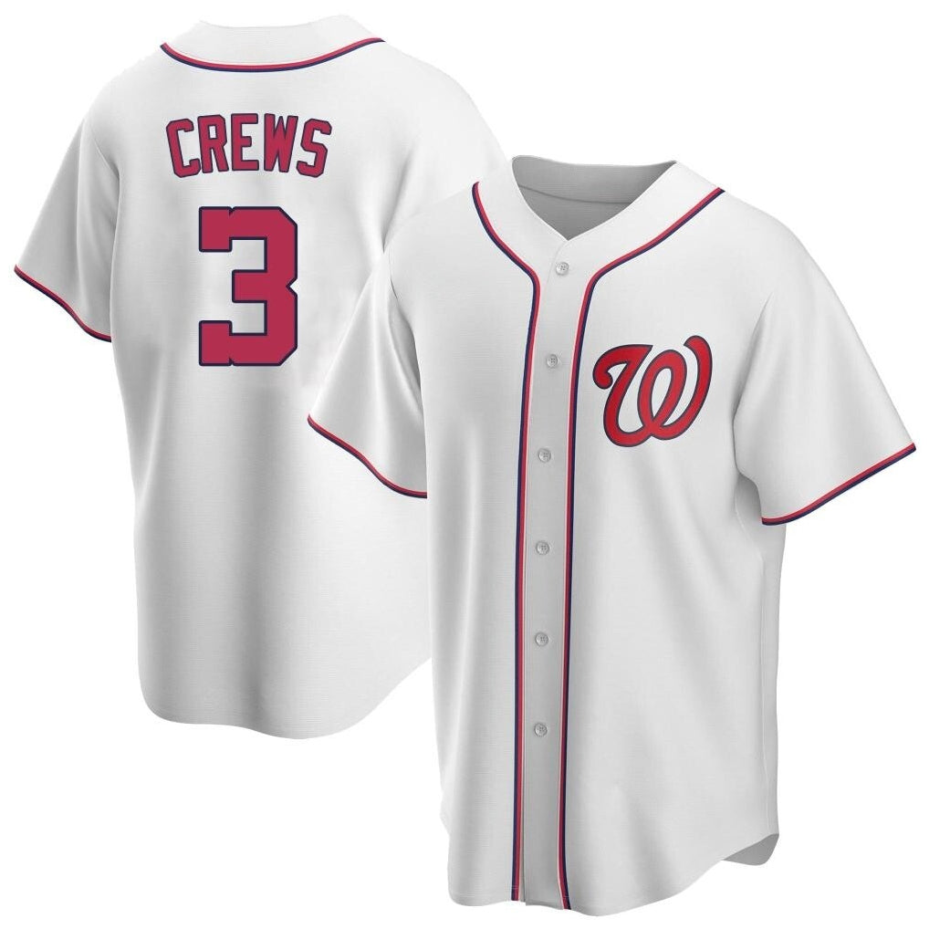 W.Nationals #3 Dylan Crews Player White Game Replica Jdoa Jdoa Stitched  Jerseys