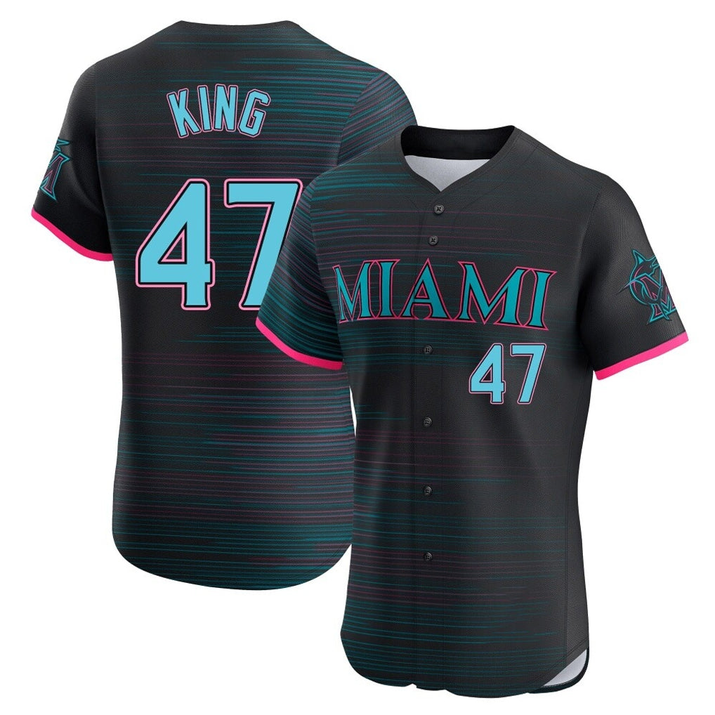 M.Marlins #47 John King Player Black City Connect Home Limited Elite Jdoa Stitched Jerseys