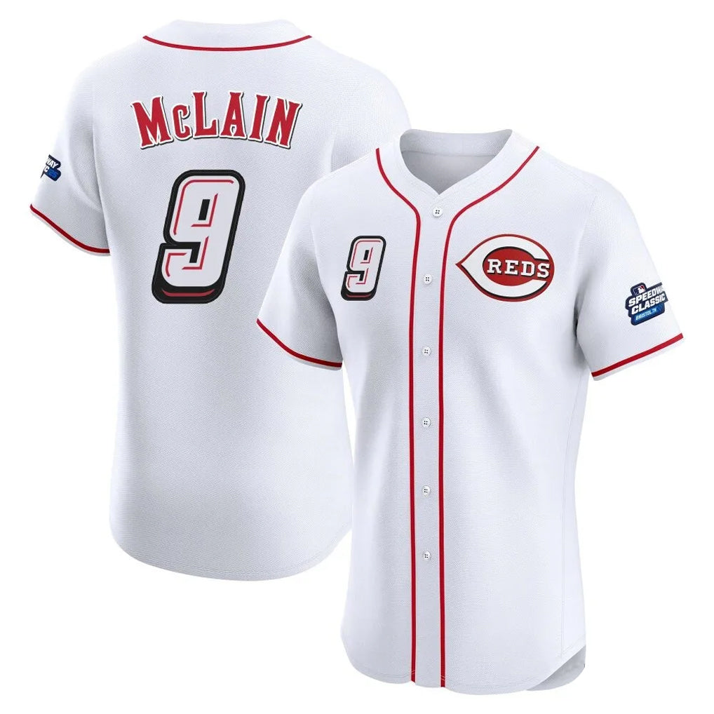 C.Reds #9 Matt McLain Player White Speedway Classic Limited Elite Home Jdoa Stitched Jerseys