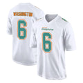 M.Dolphins #6 Malik Washington Player White Fashion Home Game Jdoa Stitched Jerseys