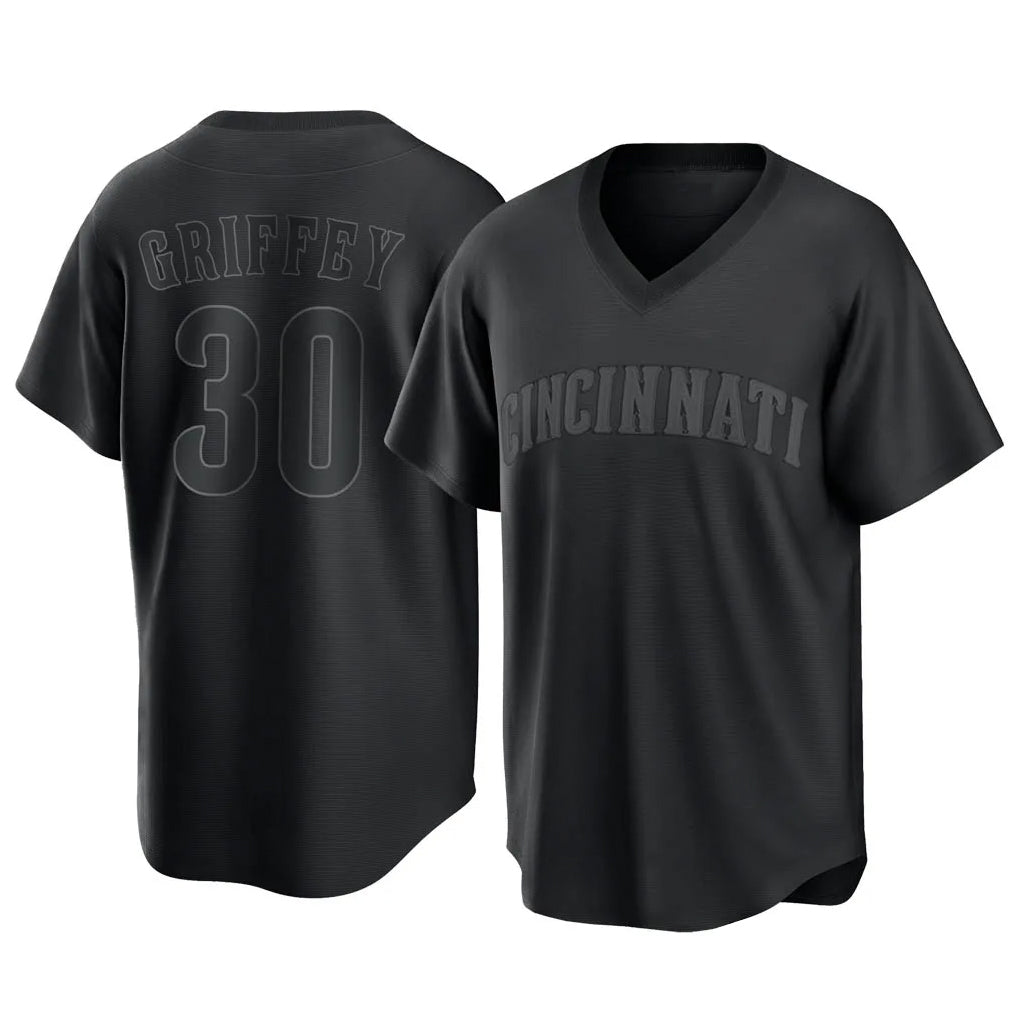 C.Reds #30 Ken Griffey Player Black T-shirt Game Home Jdoa Stitched Jerseys